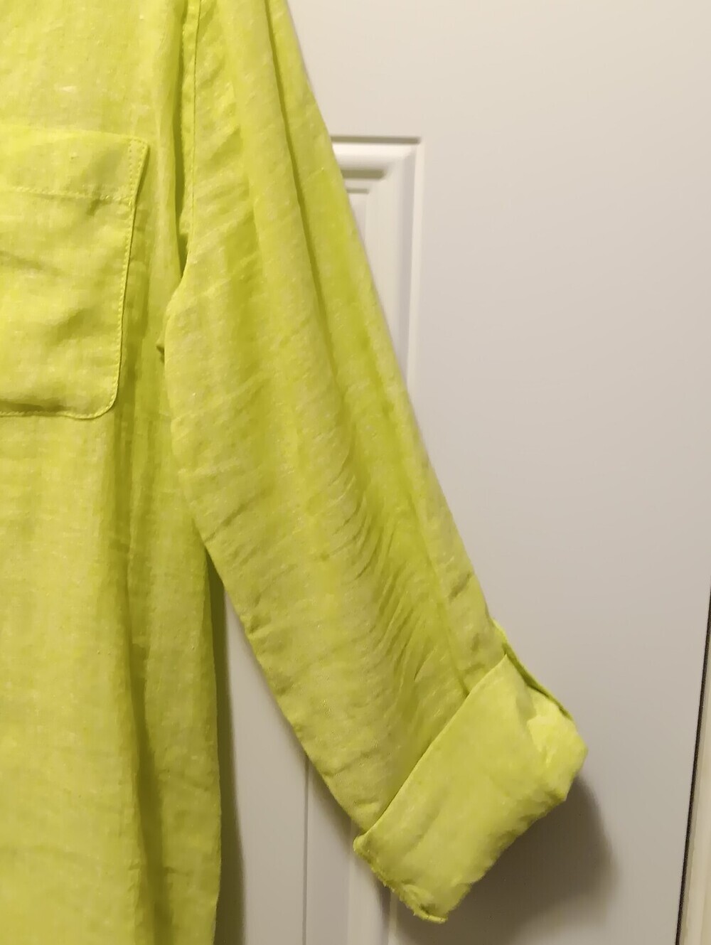 Sigrid Olsen| 100% Linen Button Down Tunic Chartreuse Relaxed Oversize  Sz L - Picture 10 of 16